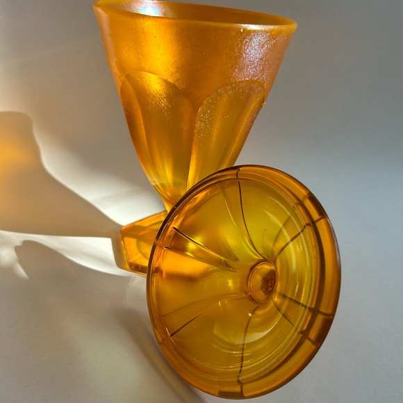 Vintage Scarce Fenton Tangerine Stretch Glass Covered Candy Dish Lidded - Picture 4 of 5